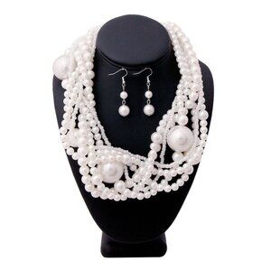 🔥🔥🆕Sophia Collection White Pearl Twisted Necklace Set